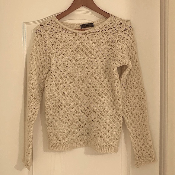 CREAM CHUNKY KNIT WOOL AND MOHAIR SWEATER MADE IN ITALY - Picture 1 of 8